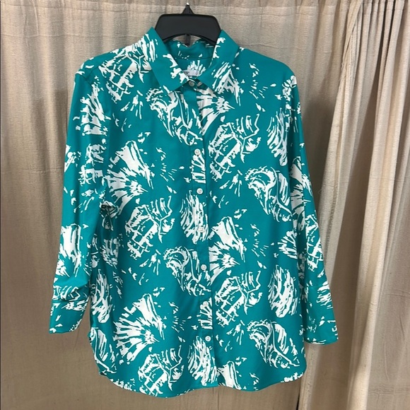 Turquoise and White Button Up Top - Chicos - Picture 1 of 5